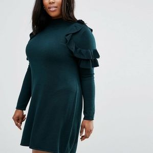 Asos Curve Ruffle Shoulder Sweater Dress